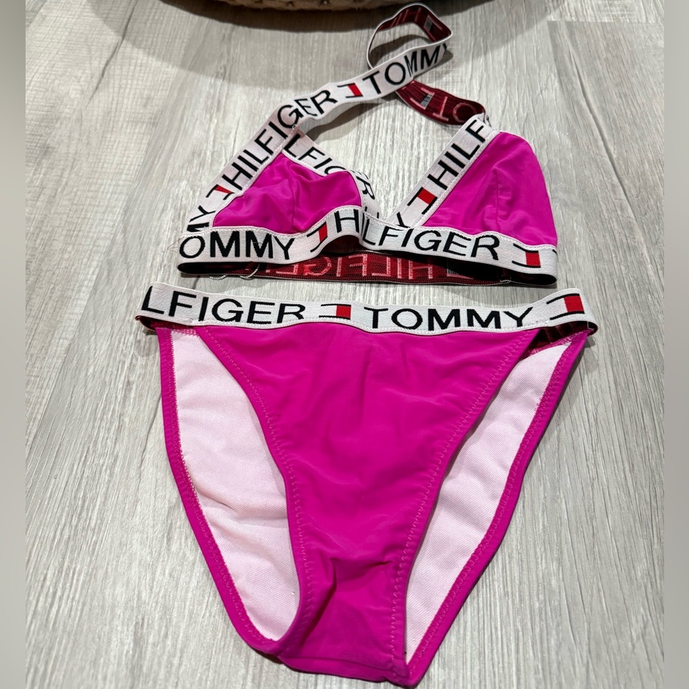 Tommy Hilfiger Vibrant Pink Bikini with Logo Straps